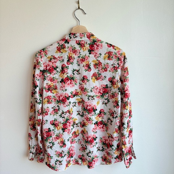 Sézane Pierro Shirt Bouquet De Rose Size 34/36 Button Down Feminine Floral Shirt - Picture 10 of 10